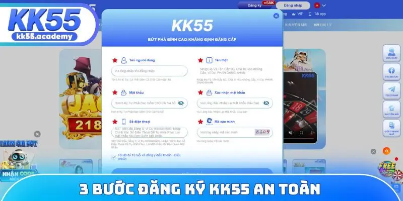 3 bước đăng ký KK55 an toàn