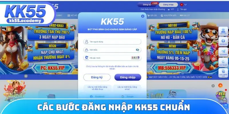 Các bước đăng nhập KK55 chuẩn