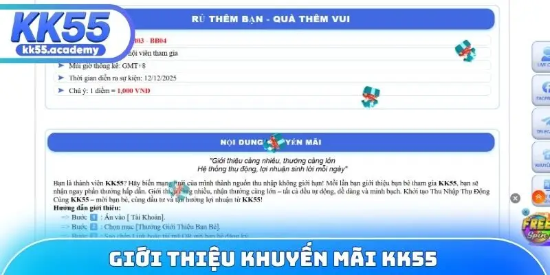 Giới thiệu khuyến mãi KK55