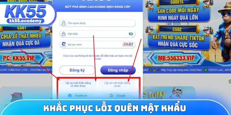 Khắc phục lỗi quên mật khẩu