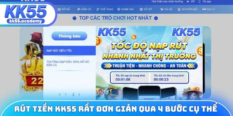 Rút tiền KK55 rất đơn giản qua 4 bước cụ thể
